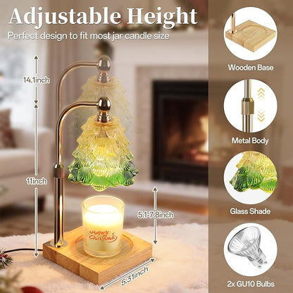 Candle Warmer Lamp with Timer Dimmer Adjustable Height, Candle Warmer with 2 Bulbs for Jar Candles, Home Decor, Birthday Gifts for Women