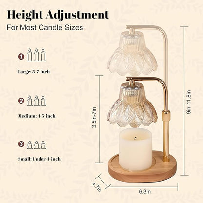 Candle Warmer Lamp with Timer and Dimmer-Adjustable Height Candle Lamp Warmer,New Home Gift Ideas,Brithday Gifts for Women Mom,Candle Light Warmer,Home Decor
