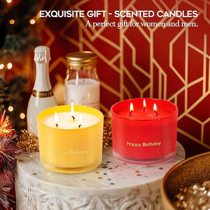 KONNI Red Rose Scented Candles Home 3 Wick Soy Candles, 12.35oz Luxury Relaxing Aromatherapy Candle for Women Men, 50 Hours Long Lasting Clean Burning Jar Candle, Romantic Lover Birthday Gift