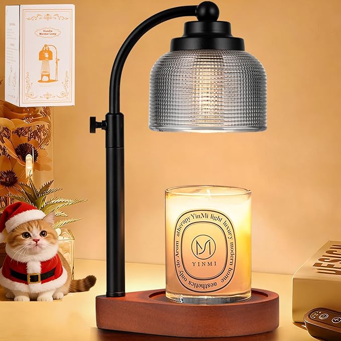 Candle Warmer Lamp with Timer Dimmer, Birthday Gifts for Women Mom Sister, House Warming Gifts Vintage Home Decor, Adjustable Height Wax Melt Warmer for Jar Candles with 2 Bulbs