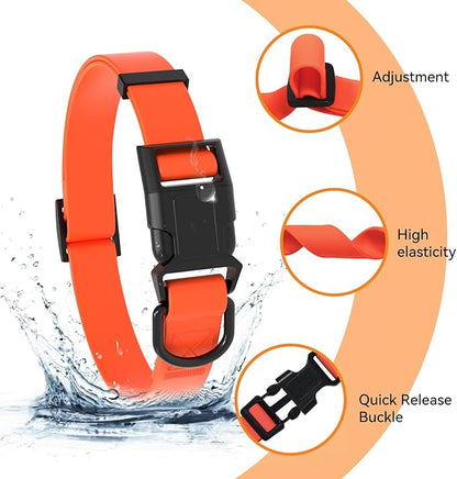 Waterproof Dog Collar, Easy to Clean Rubber Dog Collars with Quick Release Buckle Fits Small Medium or Large Dogs (Orange, L < 15.4-24.8 inch)