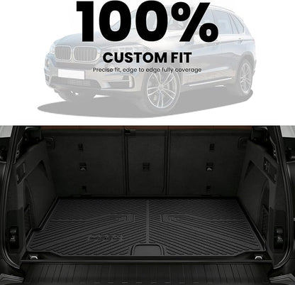 LASFIT Trunk Mat for BMW X5 2014 2015 2016 2017 2018, All Weather TPE Cargo Mats Custom Fit Cargo Liner Front & Rear Trunk Liner, Black