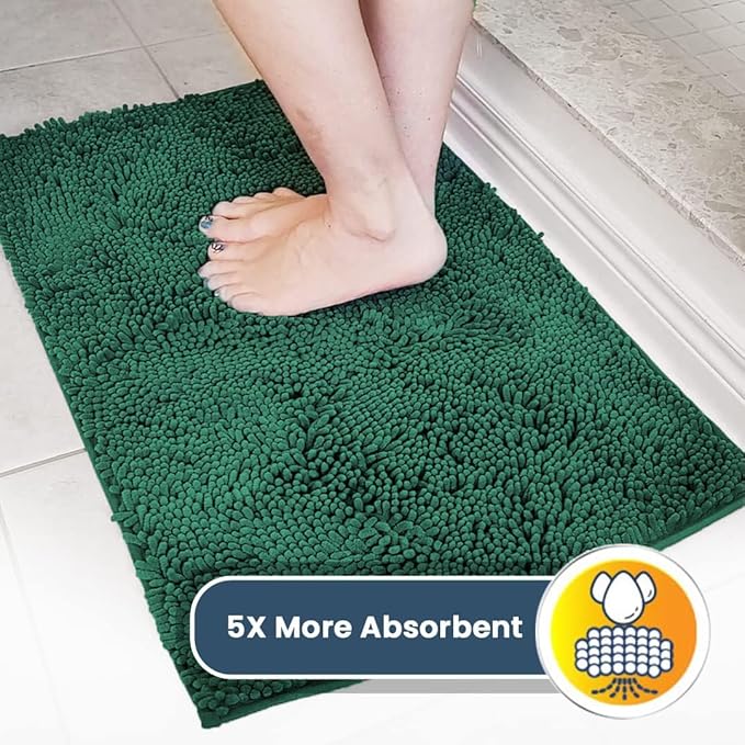 Muddy Mat® | Super Absorbent Door Mat Indoor, Microfiber Quick Dry Chenille Entryway Rug, Non-Slip Front Door Mat, Indoor Mats for Entryway, Machine Washable Pet Rug,Dark Green Runner 24"X60"