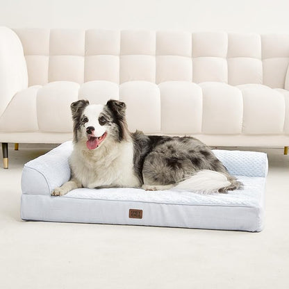 EHEYCIGA Memory Foam Dog Bed, Extra Large Orthopedic Dog Bed, Washblue | Washable Removable Cover, Waterproof Flat Pet Sofa Couch with Nonskid Bottom, 48x35x7.5