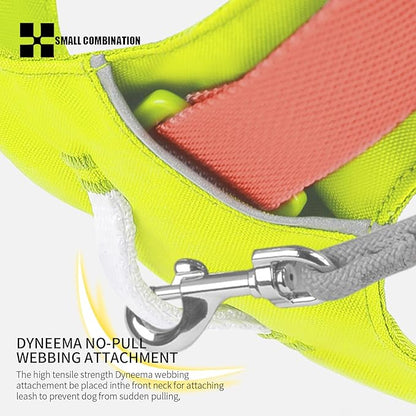 Lightweight Dog Harness, Large to Very Large Breeds, Adjustable Fit.Pet Harness with Pocket, Dog Training Harness for Outdoor Walking Running, Hiking (Lemon Yellow, XL)