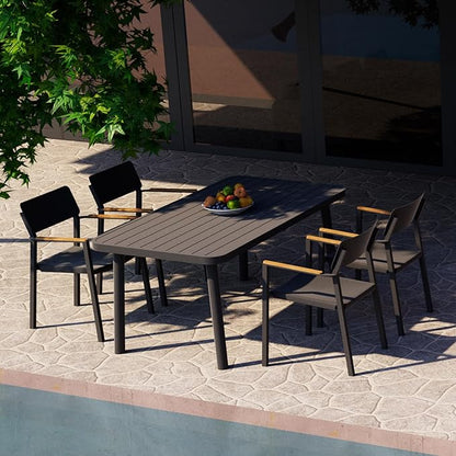 Outdoor Dining Table for 4 Person 62" Rectangle Aluminum Table Patio Furniture for Garden, Lawn, Patio, Grey