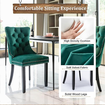 Goujxcy 78.7" Farmhouse Extendable Dining Room Table Set for 6, 7-Piece Rectangle Kitchen Dining Room Table Set with Wood Base and 6 Green Velvet Dining Chairs, Extending Kitchen & Dining Table Set