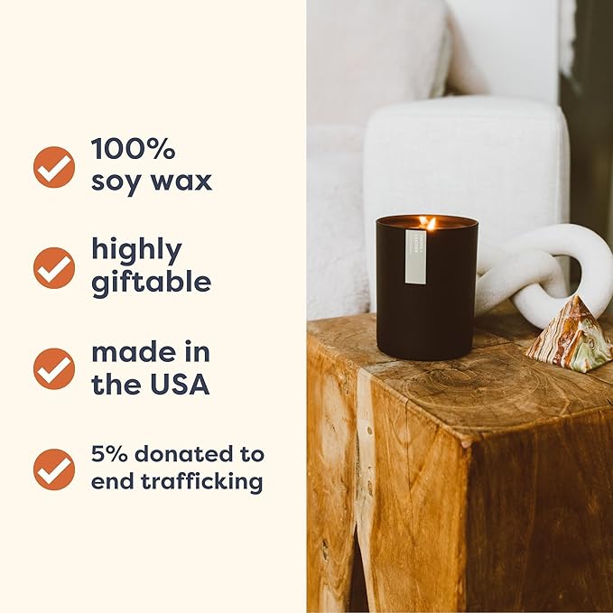 Calyan Wax Co. Fir & Clove Scented Candle - 75 Hour Burn - Luxury Non Toxic Soy Wax Candles - Long Lasting Black Tumbler Jar Candle for Home - 10.2oz