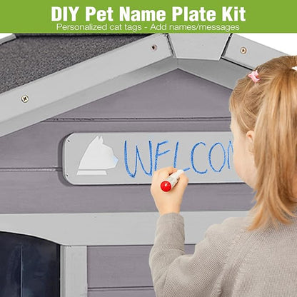 GUTINNEEN Heated Cat House for Outside Large Outdoor Insulated Cat House Weatherproof Feral Cat Shelter with Heated Pad, Insulated All-Round Thermal Liner, Chewproof Cable for 1-4 Cats (Winter-Ready)