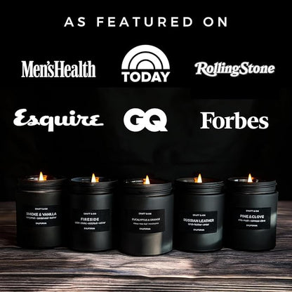 Craft & Kin Premium Orange & Eucalyptus Candle | Black Christmas Scented Candles for Home | Long Lasting with 45 Hour Burn Time, 7.6oz | Soy Holiday Candle | Aromatherapy at Home | Gifts for Men