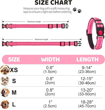 2 Pack Reflective Dog Collars for Medium Dogs Girl Boys,Female Male,Nylon Dog Collars for Puppy Small Large Dog with Quick Release Safety Buckle, Durable Padded Soft Neoprene Collar,Red,Holly Green,M