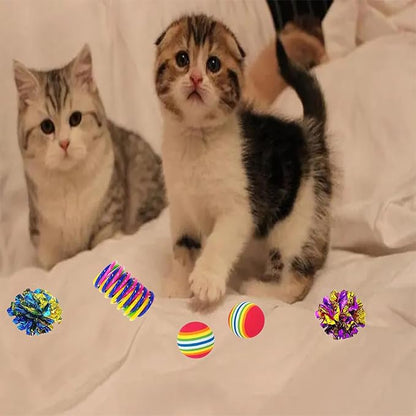 46 PCS Cat Toys for Indoor Cats, Kitten Toys with Cat Spring Toy, Mint Catnip with Crinkle Mouse Ball for Indoor Cats Kittens Exercise