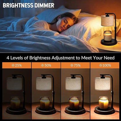 Candle Warmer Lamp with Timer, Dimmable Candle Wax Warmer with 2 Light Bulbs, Height Adjustable Electric Candle Light Scented Candles, Home Room Decor, Gifts for Women Mom
