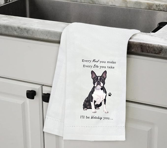 Boston Terrier Kitchen Towels - Soft, Highly Absorbent - Gifts for Pet Lovers - Reusable, Quick Drying - 100% Natural Cotton