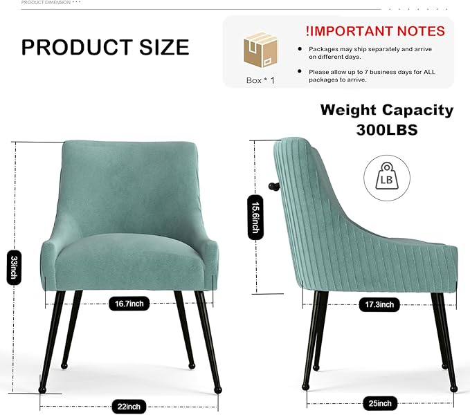 Velvet Dining Chairs Set of 2,Green Upholstered Living Room Chairs with Black Metal Legs, Modern Tufted Accent Chairs for Living Room, Study Room, Kitchen
