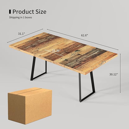 ZckyCine Extendable Dining Table 47"-63", Rustic Wood Modern Scandinavian Style Dining Room Table, Space Saving Kitchen Apartment Furniture, Seats 4-6