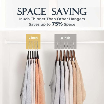 HOUSE DAY Black Velvet Hangers 360 Pack, Premium Non-Slip Felt Clothes Hangers, Sturdy Black Hanger Heavy Duty Durable for Coat, Suit, Space Saving No Hanger Mark Rotating Hook