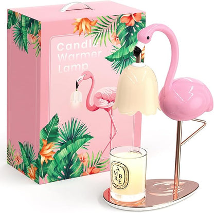 CODOGOY Fragrance Candle Warmer Flamingo Lamp with Timer, Dimmable, Halogen, Polished, Pink, for Home Decor 6.69 x11 x15.35 in