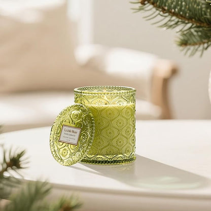 LA JOLIE MUSE Christmas Candle | Starlit Golden Fir | Cedarwood, Patchouli & Fir Balsam | 6 oz Soy Wax | 40 Hours Clean Burn | Christmas Gift for Women & Family