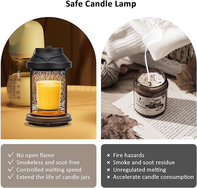 Candle Warmer Lamp - Candle Jars Warmer with Timer & Dimming Function, Electric Candle Lamp for Home Fragrance and Home Décor, Bedside Lamp, Gifts for Women Mom (2 Bulbs Included)