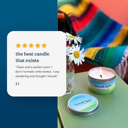 GoodLight Paraffin-Free Scented Candle, Clean Burning Non-Toxic Tin Candles, Citronella Essential Oil Scented Travel Candle
