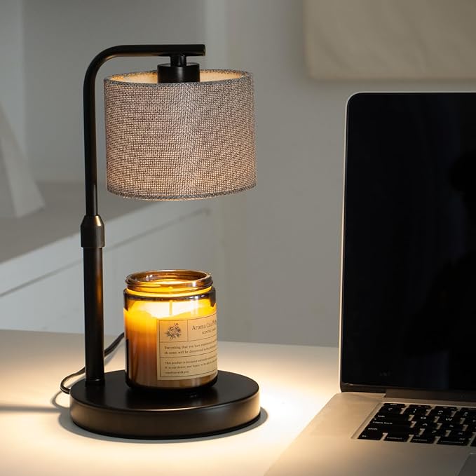 Dexnump Candle Warmer Lamp with Timer, Dimmable Candle Wax Warmer with 2 Light Bulbs, Height Adjustable Electric Candle Light for All Size Scented Candles, Home Room Decor, Gifts for Women Mom