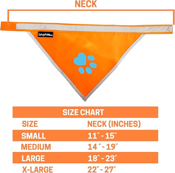 Bandana for Dogs. Blaze Orange Scarf with Reflective Collar is a Perfect Pet Bandana for Girl and Boy Dogs. Enhance Your Dog Walking Accessories with Our High-Visibility Adjustable Dog Handkerchief