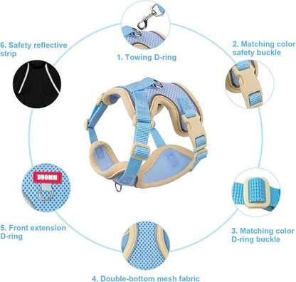 wanheart Cat Harness and Leash Set Escape-Proof Adjustable cat Leash and Harness Combo Suitable for All cat Breeds (Blue, M)
