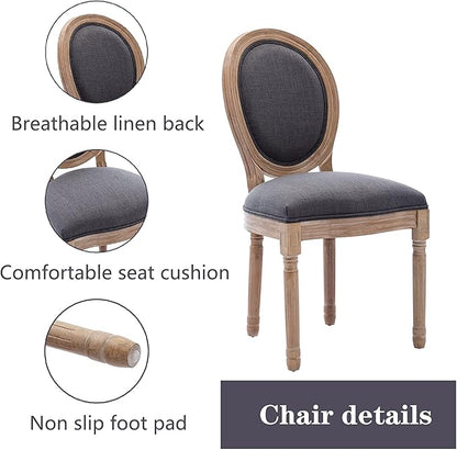 Nrizc French Country Dining Chairs Set of 6, Farmhouse Dining Chairs, Wood Round Back Dining Room Chair for Dining Room/Living Room/Bedroom