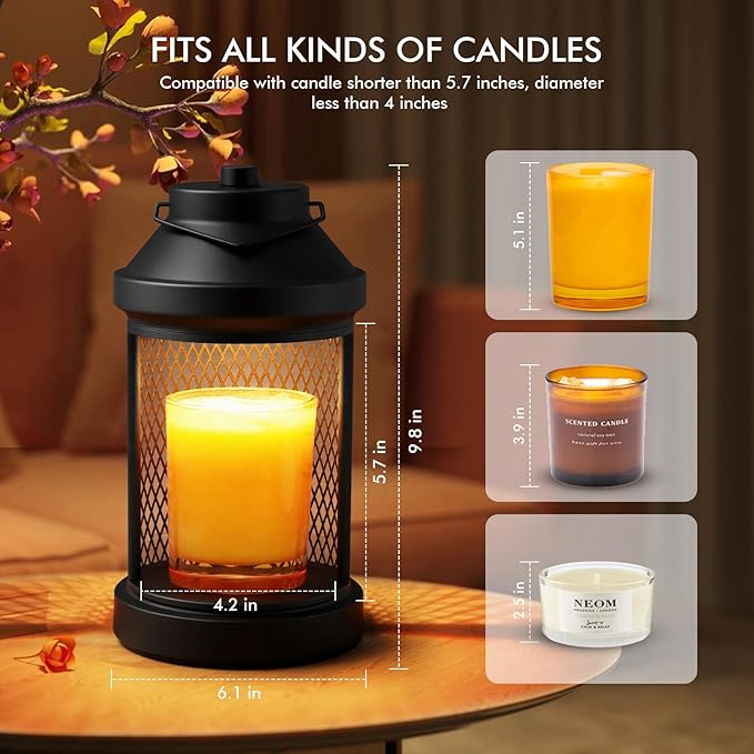Candle Warmer Lamp - Electric Candle Jars Warmer with Timer & Dimming Function, Wax Melt Warmer for Home Fragrance and Home Décor, Bedside Lamp, Gifts for Women Mom (Grid, 2 Bulbs Included)