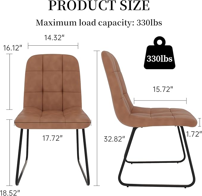 Dining Chairs Set of 4, Modern Kitchen Faux Leather Dining Room Chair for Kitchen Living Dining Room (4 Brown)