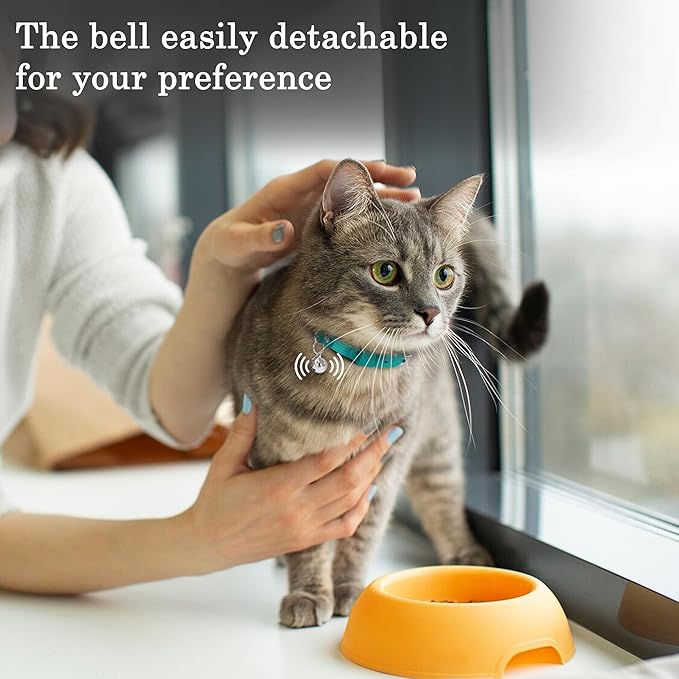 OOPSDOGGY Cat Collar for AirTag Holder, Leather Kitten Collars with Elastic Strap & Bell, Non Breakaway Adjustable Small Pet Collars for Indoor & Outdoor for Boy, Girl (Beige)