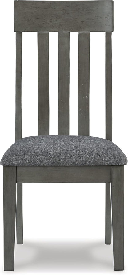 Signature Design by Ashley Hallanden Contemporary Dining Upholstered Side Chair, Set of 2, Armless, Comb Back Design, Wood Frame, Gray