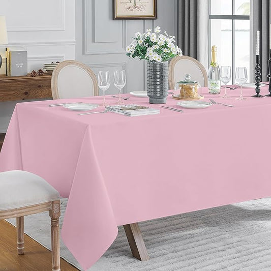 VidaFete Tablecloth 2 Pack 90 * 156inch Rectangle Table Cloth Polyester, Stain Wrinkle Resistant Polyester Dining Table Cover for Kitchen Dinning Party Wedding Rectangular Buffet Decoration(Pink)