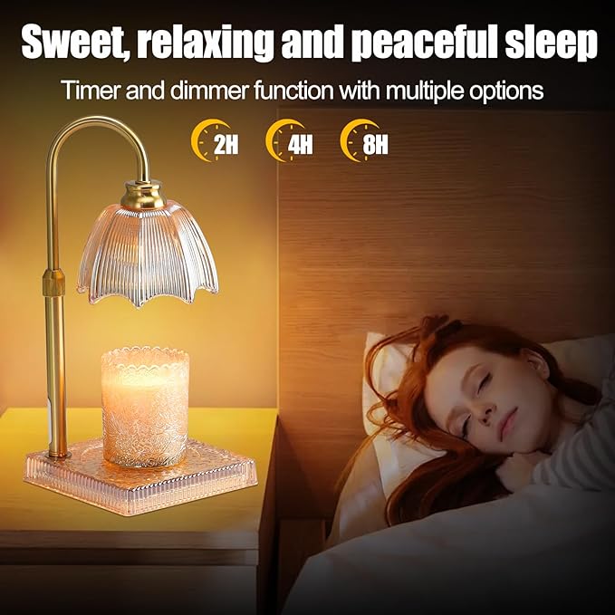 Candle Warmer Lamp with Timer - Electric Wax Melt Warmer with Adjustable Height and Dimmer for Scented Candle Wax, Homer Décor and House Warming Birthday Gifts for Women Mom