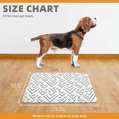 KOOLTAIL Dog Food Mat, Absorbent Pet Feeding Mat for Food and Water Bowls, Placement Pad for Floors with Waterproof Rubber Backing, Quick Dry Water Dispenser Mat for Dogs Puppy Cats, Medium, 16"x24"