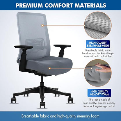 Mesh Office Chair – Ergonomic Office Chair with Lumbar Support, Adjustable 3D Arms & Soft Seat – Holds Up to 330lbs (Black)