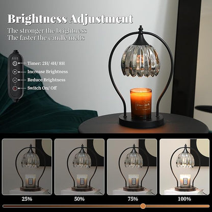 Candle Warmer Lamp with Timer, Vintage Black Wax Melt Warmer Lamp Electric Dimmable Candle Warmer, House Warming Gifts Home Decor for Living Room Bedroom Office, Birthday Gifts for Mom, Women & Men