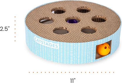 Catstages Scratch N' Hunt Interactive Cat Puzzle Toy with Scratcher Corrugate for Nail Care, Engages Hunting Instincts
