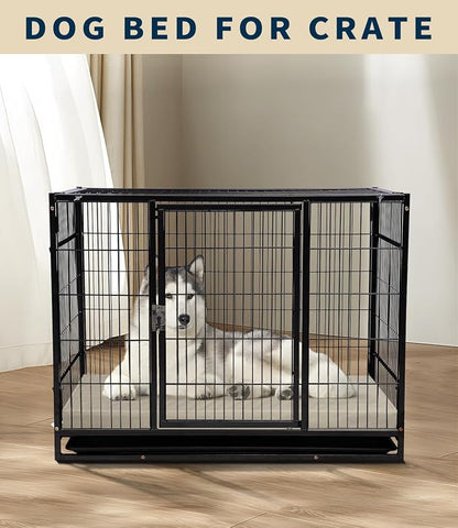 Waterproof Dog Bed for Crate Pad, Leather Pet Mat with Wipeable Removable Cover, Large Size Crate Mat