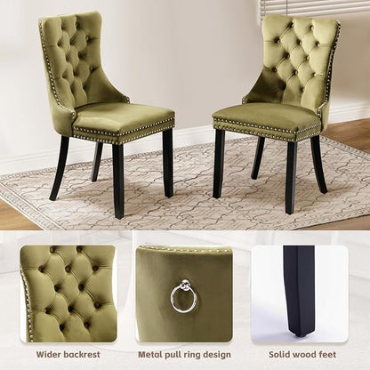 SoarFlash Kitchen Table and Chairs for 2, 24" Dining Table Set for 2 with Velvet Upholstered Chairs, 3 Piece Round Kitchen Table Set, Dining Room Table Set for Small Space, Apartment