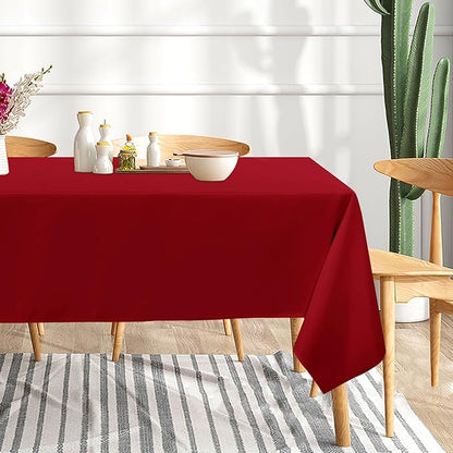 sancua 6 Pack Red Tablecloth 60 x 102 Inch, Rectangle Table Cloth for 6 Feet Tables - Stain and Wrinkle Resistant Washable Polyester Table Cover for Dining Tables, Buffet Parties and Camping