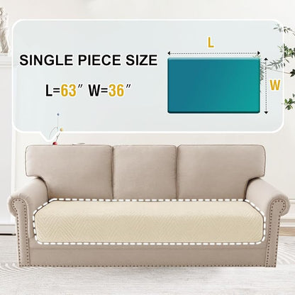 Turquoize Waterproof Couch Cover for Dogs Fuzzy Pet Couch Covers for Sofa Thick Dog Bed Cover Non-Slip Sofa Covers for 3 Cushion Couch Protector Slipcover Pet Friendly (Beige, 36" x 63")