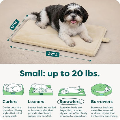 Furhaven ThermaNAP Self-Warming Cat Bed for Indoor Cats & Small Dogs, Washable & Reflects Body Heat - Quilted Faux Fur Reflective Bed Mat - Cream, Small