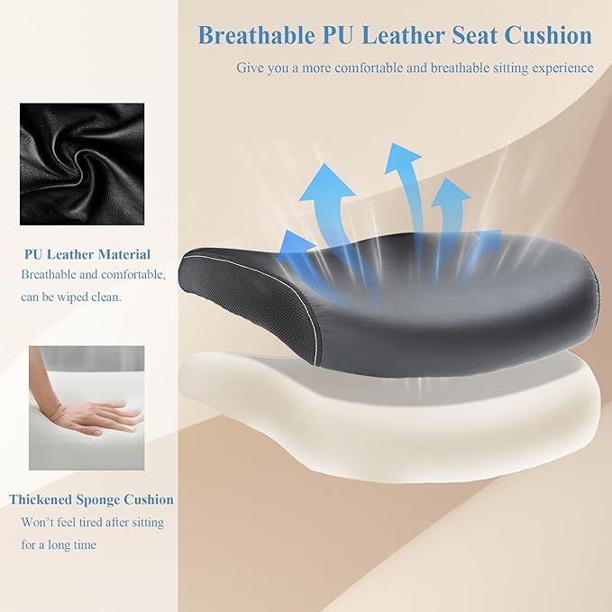 Office Chai PU Leather Cushion, Ergonomic Desk Chair with Flip-Up Arms, 300 LBS Home Office Desk Chairs Adjustable Seat Height & Lumbar Support, Executive Comfy Swivel Task Computer Chair