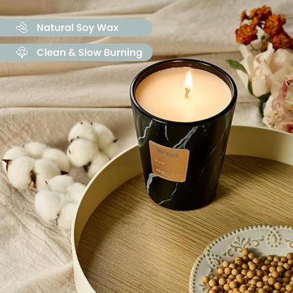 M&SENSE Oud Wood Scented Soy Candle, 3 Wick Highly Scented 14.1 Oz 80H, Aromatherapy Christmas Gift for Women and Men