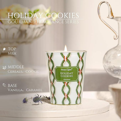 HomeLights 1-Wick Candles for Home Scented - 6.7oz Soy Wax Blend Candle Long-Lasting Fragrance, Rustic Modern Home Decor and Housewarming Gifts, Holiday Cookies