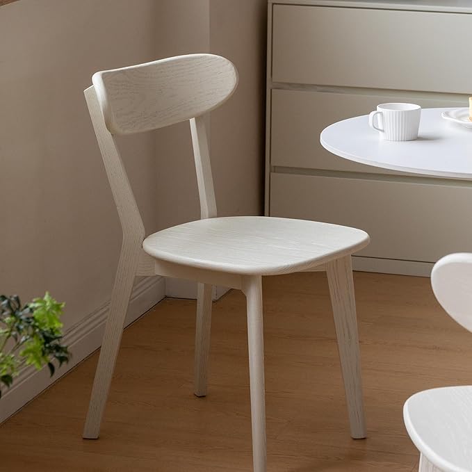 Set of 2 White Wood Dining Chairs,FAS Grade Oak Dining Chairs, Sturdy Outer Sword-Leg Design in White Finish for Dining Room,Restaurant, Cafe, and Modern Home Kitchen,Easy Assembly,400 lb Capacity