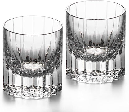 KAMMAK Crystal Whiskey Glasses Set of 2, 7.27oz Old Fashioned Glasses Stemless, Hand Blown White Cocktail Glasses, Engagement Gifts for Couples, Women, Men