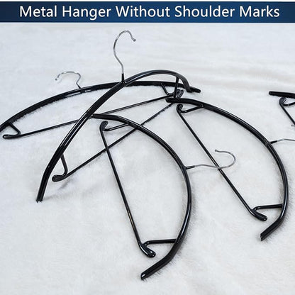 16.5 Inch Black No Shoulder Bumps No Mark Non-Slip Rubber Coated Contour Meta Hanger for Sweater T-Shirt Suit Coat Uniform with Pants Bar Pack of 20